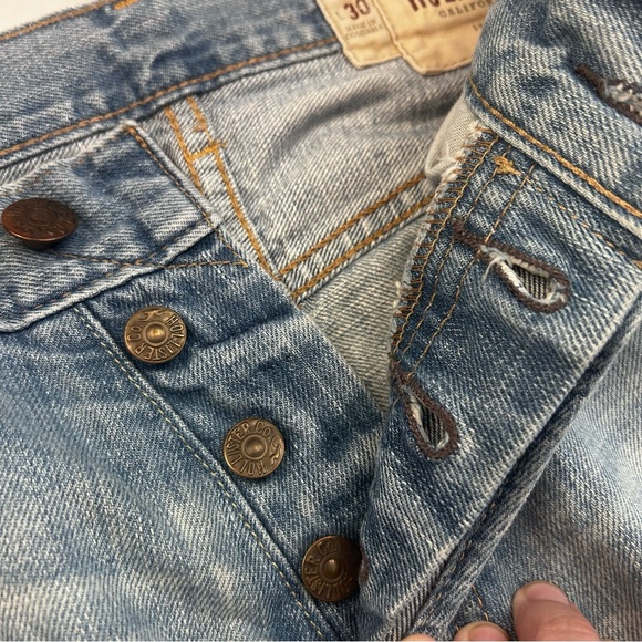 Hollister Men's Slim Bootcut 30x30 Distressed Jeans, Medium Wash Button Fly - Picture 4 of 10